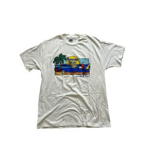 🌞Vintage 90s Banana Boat Sun Protection Double Sided Single Stitch T Shirt XL